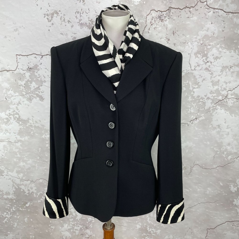 Vintage Laurel Zebra Print Cuffs Blazer Size 38